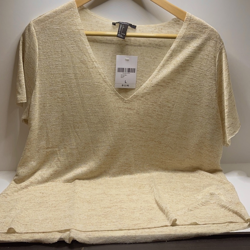 New forever21 large cream v neck blouse